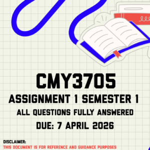 CMY3705 Assignment 1 Semester 1 Memo | Due 7 April 2026