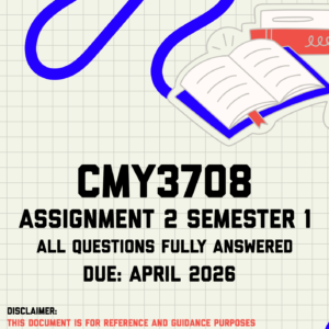 CMY3708 Assignment 2 (Quiz) Semester 1 Memo | Due April 2026