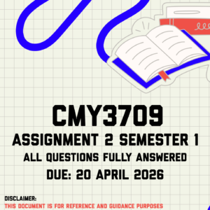 CMY3709 Assignment 2 (Quiz) Semester 1 Memo | Due 20 April 2026
