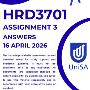 HRD3701 ASSESSMENT 03 SEMESTER 01 2026 COMPLETE ANSWERS |DUE DATE 16 APRIL 2026| (DISTINCTION GUARANTEED ) ★★★★★