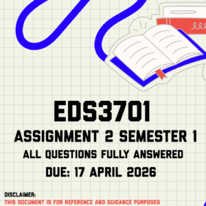 EDS3701 Assignment 2 (Optional) Semester 1 Memo | Due 17 April 2026