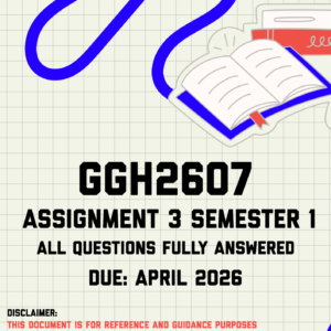 GGH2607 Assignment 3 Semester 1 Memo | Due April 2026
