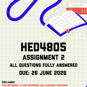 HED4805 Assignment 2 Memo | Due 26 June 2026