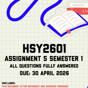 HSY2601 Assignment 5 (Final Portfolio) Semester 1 Memo | Due 30 April 2026