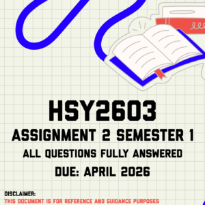 HSY2603 Assignment 2 Semester 1 Memo | Due April 2026