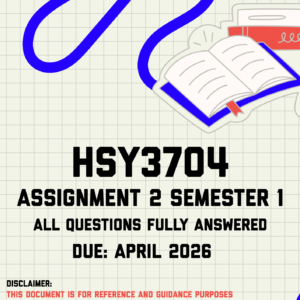 HSY3704 Assignment 2 Semester 1 Memo | Due April 2026