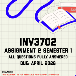 INV3702 Assignment 2 Semester 1 Memo | Due April 2026