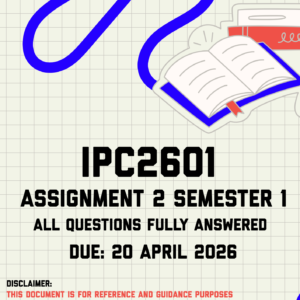 IPC2601 Assignment 2 Semester 1 Memo | Due 20 April 2026