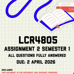 LCR4805 Assignment 2 Semester 1 Memo | Due 2 April 2026