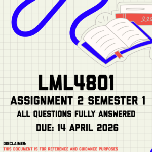 LML4801 Assignment 2 Semester 1 Memo | Due 14 April 2026
