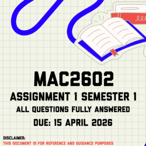 MAC2602 Assignment 1 Semester 1 Memo | Due 15 April 2026
