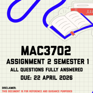 MAC3702 Assignment 2 Semester 1 Memo | Due 22 April 2026