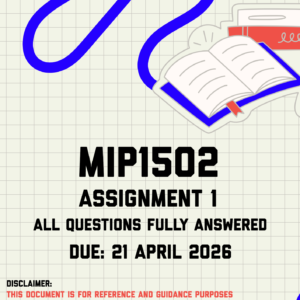 MIP1502 Assignment 1 Memo | Due 21 April 2026