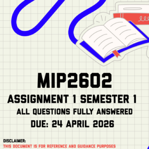 MIP2602 Assignment 1 (Quiz) Semester 1 Memo | Due 24 April 2026