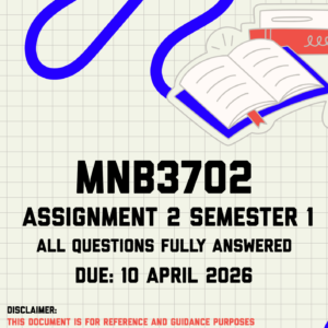MNB3702 Assignment 2 Semester 1 Memo | Due 10 April 2026