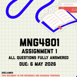 MNG4801 Assignment 1 Memo | Due 6 May 2026