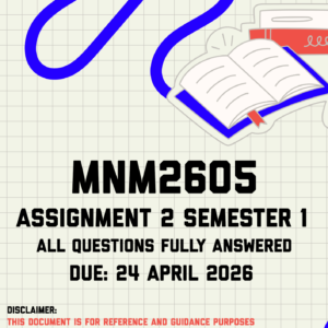 MNM2605 Assignment 2 Semester 1 Memo | Due 24 April 2026