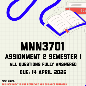 MNN3701 Assignment 2 Semester 1 Memo | Due 14 April 2026