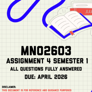 MNO2603 Assignment 4 (Quiz) Semester 1 Memo | Due April 2026