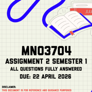 MNO3704 Assignment 2 Semester 1 Memo | Due 22 April 2026