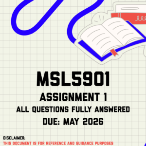 MSL5901 Assignment 1 Memo | Due May 2026