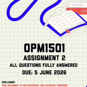 OPM1501 Assignment 2 Memo | Due 5 June 2026