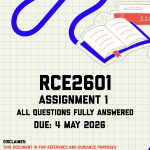 RCE2601 Assignment 1 Memo | Due 4 May 2026