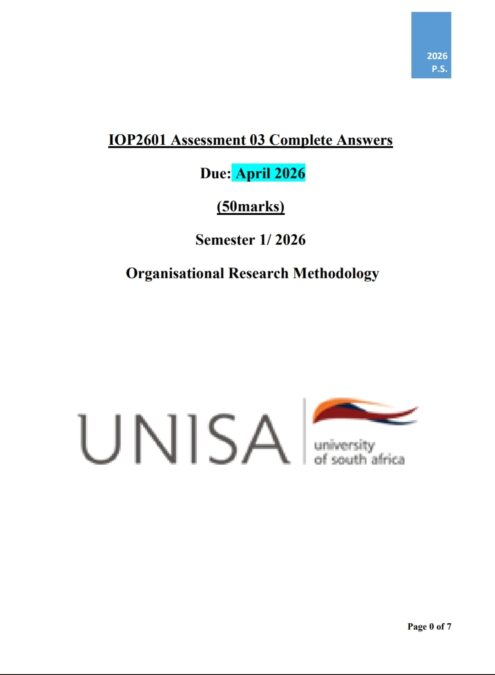 IOP2601 Assignment 3 (April 2026) Semester 1/2026 A++ - StudyPass