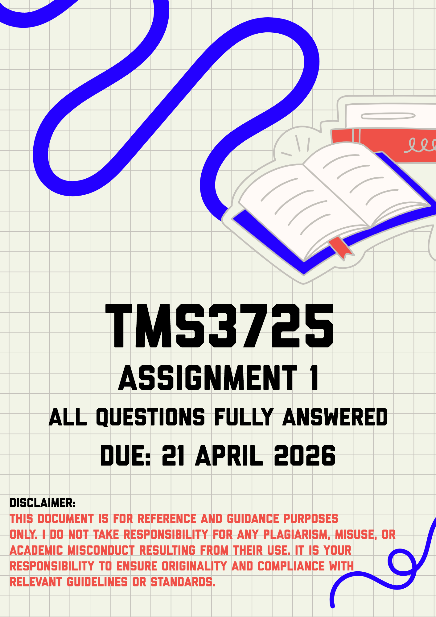 TMS3725 Assignment 1 (Quiz) Memo | Due 21 April 2026