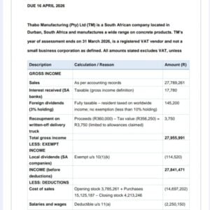 TAX3701 Assignment 1 2026 | Due 16 April 2026 Distinction Guaranteed