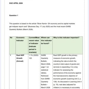 ECS2603 Assignment 3 2026 | Due April 2026 - Distinction Guaranteed