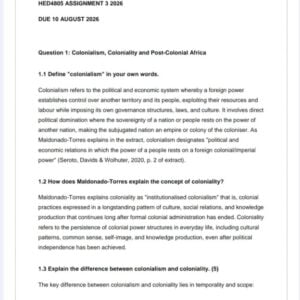 HED4805 Assignment 3 2026 | Due 10 August 2026 - Distinction Guaranteed