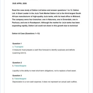 FIN3703 Assignment 2 2026 | Due April 2026 - Distinction Guaranteed