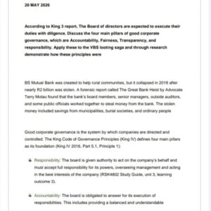 RSK4802 Assignment 1 2026; SEMESTER 1 | Due 20 May 2026