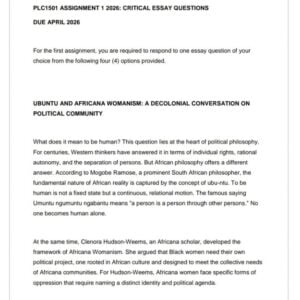 PCL3701 Assignment 1 2026 | Due April 2026 - Distinction Guaranteed