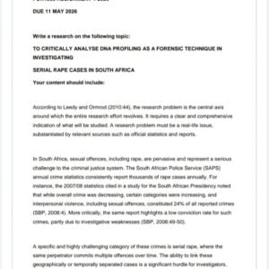 FOR4803 Assignment 1 2026 | Due 11 May 2026 - Distinction Guaranteed