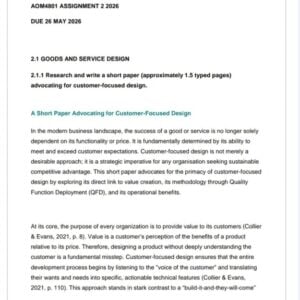 AOM4801 Assignment 2 2026 | Due 26 May 2026 - Distinction Guaranteed