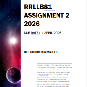 RRLLB81 Assignment 2 2026 | Due 1 April 2026 - Distinction Guaranteed