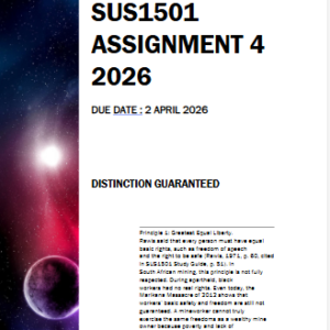 SUS1501 Assignment 4 2026 | Due 2 April 2026 - Distinction Guaranteed