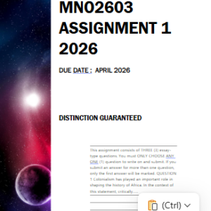 MNO2603 Assignment 1 2026 | Due April 2026 - Distinction Guaranteed