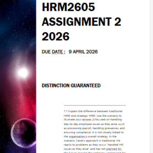 HRM2605 Assignment 2 2026 | Due 9 April 2026 - Distinction Guaranteed