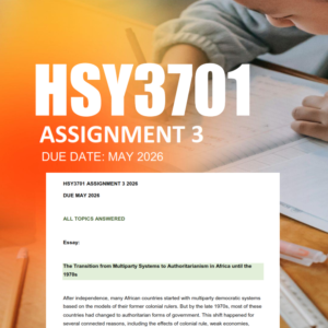 HSY3701 Assignment 3 Semester 1 2026 - Due May 2026