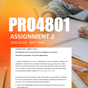 PRO4801 Assignment 2 Semester 1 2026 - Due May 2026