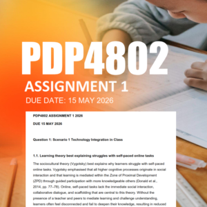 PDP4802 Assignment 1 Semester 1 2026 - Due 15 May 2026
