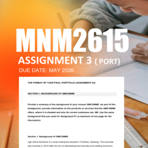 MNM2615 Assignment 3 Portfolio Semester 1 2026 - Due May 2026