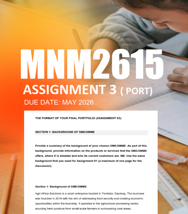 MNM2615 Assignment 3 Portfolio Semester 1 2026 - Due May 2026