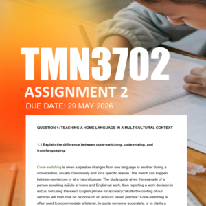 TMN3702 Assignment 2 Semester 1 2026 - Due 29 May 2026