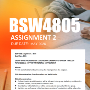 BSW4805 Assignment 2 Semester 1 2026 - Due May 2026