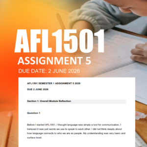 AFL1501 Assignment 5 Semester 1 2026 - Due 2 June 2026