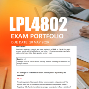 LPL4802 Exam May June Semester 1 2026 - Due 28 May 2026